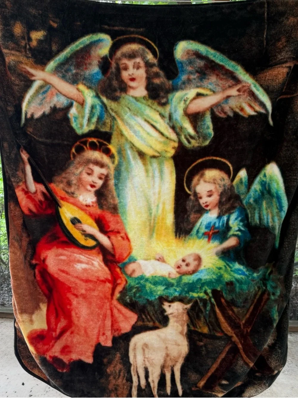 The Northwest Co Throw Blanket Nativity Angel Soft Thick Warm 57x51 in